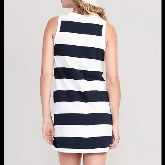 NEW NAUTICAL SLEEVELESS STRIPPED DRESS WITH POCKETS - Picture 5 of 7